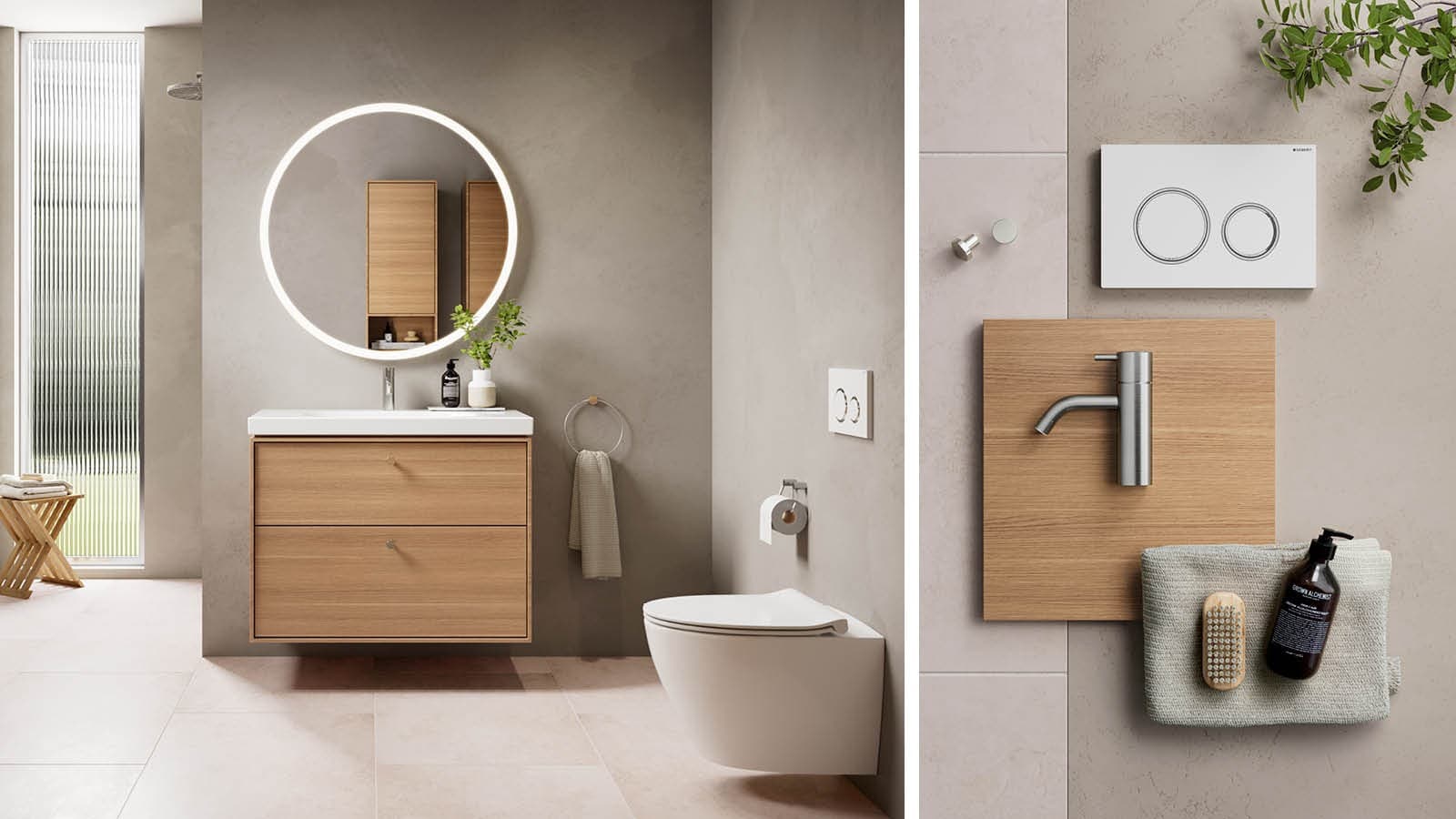 Vaaleat laatat luovat rauhallisen pohjan Vaaleat laatat luovat rauhallisen pohjan